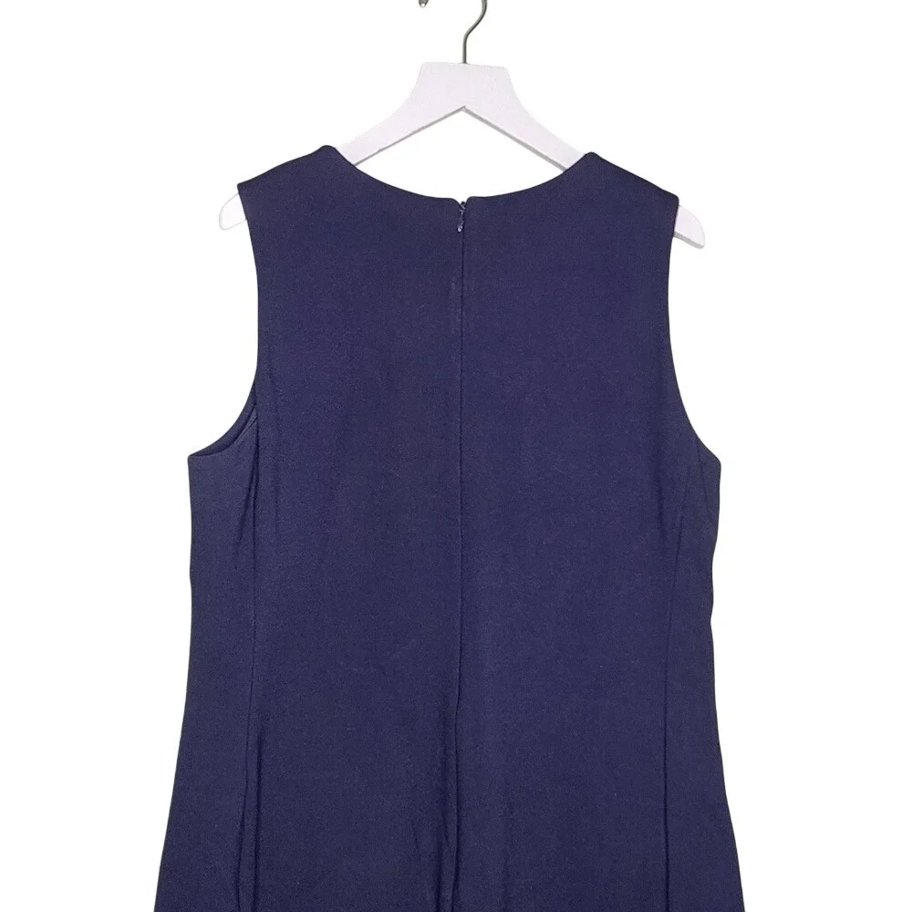 Talbots Navy Blue Sleeveless Dress Sleeveless Sheath Pockets Round Neck 10 - Picture 2 of 8